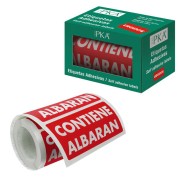 Dohe Rollo de 200 Etiquetas Adhesivas Contiene Albaran - 100x50mm - Letras Blancas sobre Fondo Rojo - Ideal para Expedicion de Paquetes