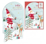 Dohe Santa en la Nieve Pack de 6 Tarjetas Desplegables de Felicitacion Navideña con Sobre - Impresas a todo Color