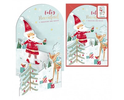 Dohe Santa en la Nieve Pack de 6 Tarjetas Desplegables de Felicitacion Navideña con Sobre - Impresas a todo Color