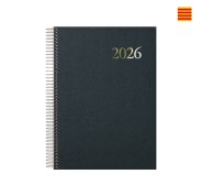 Dohe Segovia Agenda Anual Espiral en Catalan - Dia Pagina - Sabado y Domingo misma Pagina - Tamaño 14x20cm - Color Negro