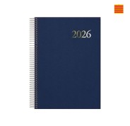 Dohe Segovia Agenda Anual Espiral en Catalan - Dia Pagina - Sabado y Domingo misma Pagina - Tamaño 14x20cm - Color Azul