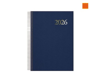 Dohe Segovia Agenda Anual Espiral en Catalan - Dia Pagina - Sabado y Domingo misma Pagina - Tamaño 14x20cm - Color Azul