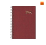 Dohe Segovia Agenda Anual Espiral en Catalan - Dia Pagina - Sabado y Domingo misma Pagina - Tamaño 14x20cm - Color Burdeos