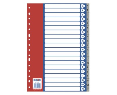 Dohe Separadores para Archivadores y Carpetas de Anillas A-Z 120 Micras Tama&ntilde;o Folio - 20 Posiciones - Multitaladro de 16 Perforaciones