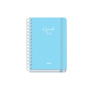 Dohe Serenity Agenda Escolar 25/26 Espiral Wireo A5 - Semana Vista - Papel 80g/m2 - 4 Hojas de Pegatinas - Cubierta de Carton Plastificado - Cierre con Goma Elastica - Color Azul