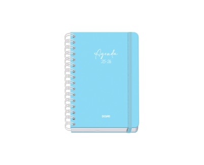 Dohe Serenity Agenda Escolar 25/26 Espiral Wireo A5 - Semana Vista - Papel 80g/m2 - 4 Hojas de Pegatinas - Cubierta de Carton Plastificado - Cierre con Goma Elastica - Color Azul
