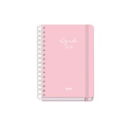 Dohe Serenity Agenda Escolar 25/26 Espiral Wireo A5 - Semana Vista - Papel 80g/m2 - 4 Hojas de Pegatinas - Cubierta de Carton Plastificado - Cierre con Goma Elastica - Color Rosa