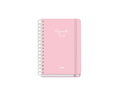 Dohe Serenity Agenda Escolar 25/26 Espiral Wireo A5 - Semana Vista - Papel 80g/m2 - 4 Hojas de Pegatinas - Cubierta de Carton Plastificado - Cierre con Goma Elastica - Color Rosa