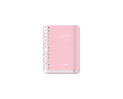 Dohe Serenity Agenda Escolar 25/26 Espiral Wireo A6 - Dia Pagina - Papel 80g/m2 - 4 Hojas de Pegatinas - Cubierta de Carton Plastificado - Cierre con Goma Elastica - Color Rosa