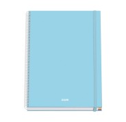 Dohe Serenity Cuaderno Espiral A4 100 Hojas Microperforadas Cuadricula 5mm - Tapa Dura Carton Forrado - Cierre de Goma - Bandas de Color - Color Azul