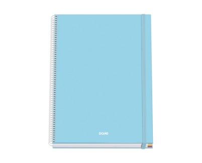 Dohe Serenity Cuaderno Espiral A4 100 Hojas Microperforadas Cuadricula 5mm - Tapa Dura Carton Forrado - Cierre de Goma - Bandas de Color - Color Azul