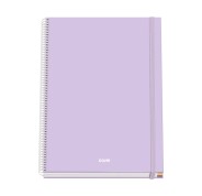 Dohe Serenity Cuaderno Espiral A4 100 Hojas Microperforadas Cuadricula 5mm - Tapa Dura Carton Forrado - Cierre de Goma - Bandas de Color - Color Morado