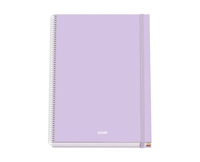 Dohe Serenity Cuaderno Espiral A4 100 Hojas Microperforadas Cuadricula 5mm - Tapa Dura Carton Forrado - Cierre de Goma - Bandas de Color - Color Morado