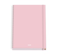 Dohe Serenity Cuaderno Espiral A4 100 Hojas Microperforadas Cuadricula 5mm - Tapa Dura Carton Forrado - Cierre de Goma - Bandas de Color - Color Rosa