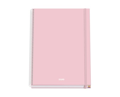 Dohe Serenity Cuaderno Espiral A4 100 Hojas Microperforadas Cuadricula 5mm - Tapa Dura Carton Forrado - Cierre de Goma - Bandas de Color - Color Rosa