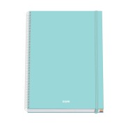 Dohe Serenity Cuaderno Espiral A4 100 Hojas Microperforadas Cuadricula 5mm - Tapa Dura Carton Forrado - Cierre de Goma - Bandas de Color - Color Verde