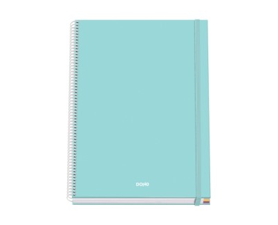 Dohe Serenity Cuaderno Espiral A4 100 Hojas Microperforadas Cuadricula 5mm - Tapa Dura Carton Forrado - Cierre de Goma - Bandas de Color - Color Verde