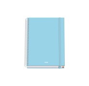 Dohe Serenity Cuaderno Espiral A5 100 Hojas Cuadricula 5mm - Tapa Dura Impresa a todo Color y Plastificada en Brillo - Bandas de Color - Cierre de Goma - Color Azul