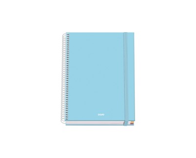 Dohe Serenity Cuaderno Espiral A5 100 Hojas Cuadricula 5mm - Tapa Dura Impresa a todo Color y Plastificada en Brillo - Bandas de Color - Cierre de Goma - Color Azul