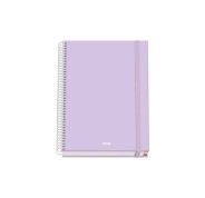 Dohe Serenity Cuaderno Espiral A5 100 Hojas Cuadricula 5mm - Tapa Dura Impresa a todo Color y Plastificada en Brillo - Bandas de Color - Cierre de Goma - Color Morado