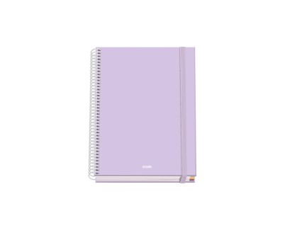 Dohe Serenity Cuaderno Espiral A5 100 Hojas Cuadricula 5mm - Tapa Dura Impresa a todo Color y Plastificada en Brillo - Bandas de Color - Cierre de Goma - Color Morado