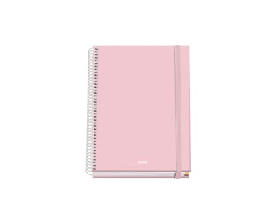 Dohe Serenity Cuaderno Espiral A5 100 Hojas Cuadricula 5mm - Tapa Dura Impresa a todo Color y Plastificada en Brillo - Bandas de Color - Cierre de Goma - Color Rosa