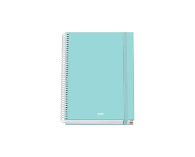 Dohe Serenity Cuaderno Espiral A5 100 Hojas Cuadricula 5mm - Tapa Dura Impresa a todo Color y Plastificada en Brillo - Bandas de Color - Cierre de Goma - Color Verde