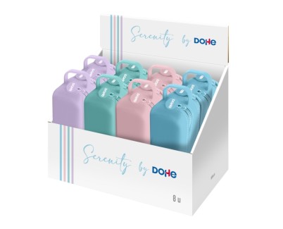 Dohe Serenity Expositor con 8 Portatodo - 2 Cremalleras - Tirador de Goma - Silicona de Tacto Suave - Asa Lateral - Colores Surtidos