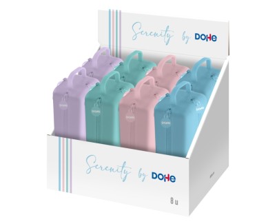 Dohe Serenity Expositor con 8 Portatodo - 4 Cremalleras - Tirador de Goma - Silicona de Tacto Suave - Asa Lateral - Colores Surtidos
