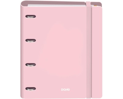 Dohe Serenity Polyfoam Carpeta de 4 Anillas Mixtas de 35mm A4 Recambio 100 Hojas Cuadricula 5mm - Cubierta de Polyfoam 2mm - Cierre con Goma - Incluye 4 Separadores y Sobre de Polipropileno - Color Rosa