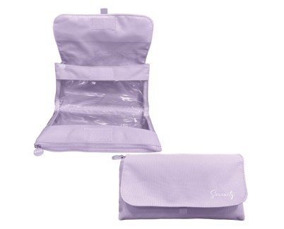 Dohe Serenity Portatodo Doble - Solapa con Bolsillo Interior - Cremallera - Ventanas Transparentes - Poliester - 22x11x6cm - Color Morado
