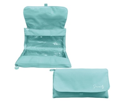 Dohe Serenity Portatodo Doble - Solapa con Bolsillo Interior - Cremallera - Ventanas Transparentes - Poliester - 22x11x6cm - Color Verde
