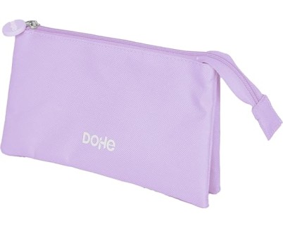 Dohe Serenity Portatodo Triple - Cierre Doble con Cremallera y Tirador de Goma - Color Morado