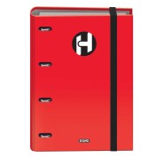 Dohe Serie Icon Carpeta de 4 Anillas Formato A4 con Recambio de 100 Hojas de 90 gr y 4 Taladros - Cierre con Goma Elastica - Anillas de 35mm - Color Rojo