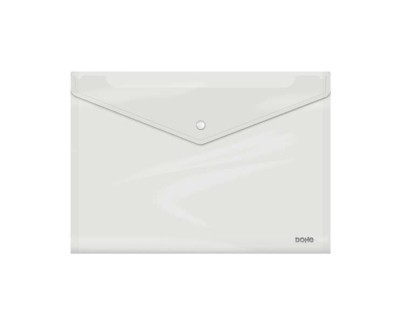 Dohe Sobre con Cierre de Broche - Tama&ntilde;o Folio Plus Apaisado - Polipropileno Cristal Transparente 150 Micras - Color Transparente
