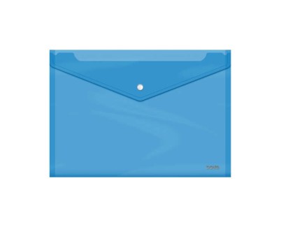 Dohe Sobre Portadocumentos Folio+ - Cierre de Broche - Polipropileno Cristal Transparente 150 Micras - Color Azul