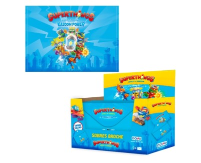 Dohe Superthings Expositor con 24 Sobres - Formato Apaisado - Polipropileno de 200 micras - Velcro - Color Azul