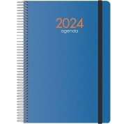 Dohe Syncro Agenda Anual - Dia Pagina - Cubierta de Plastico - Sabado y Domingo misma Pagina - Cierre con Goma Elastica - Tamaño 15x21cm - Color Azul