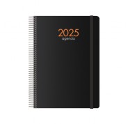 Dohe Syncro Agenda Anual - Dia Pagina - Cubierta de Plastico - Sabado y Domingo misma Pagina - Cierre con Goma Elastica - Tamaño 15x21cm - Color Negro