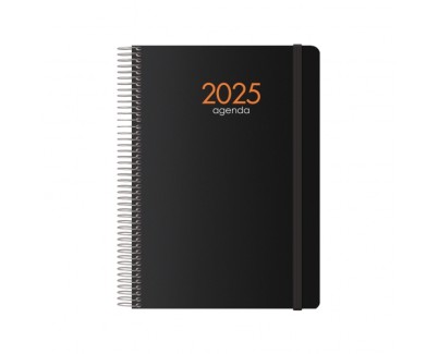 Dohe Syncro Agenda Anual - Dia Pagina - Cubierta de Plastico - Sabado y Domingo misma Pagina - Cierre con Goma Elastica - Tamaño 15x21cm - Color Negro