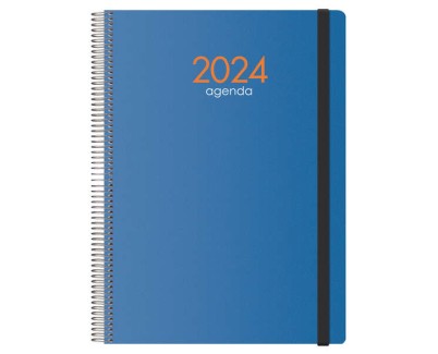 Dohe Syncro Agenda Anual - Dia Pagina - Cubierta de Plastico - Sabado y Domingo misma Pagina - Cierre con Goma Elastica - Tamaño 21x29cm - Color Azul