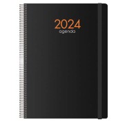Dohe Syncro Agenda Anual - Dia Pagina - Cubierta de Plastico - Sabado y Domingo misma Pagina - Cierre con Goma Elastica - Tamaño 21x29cm - Color Negro