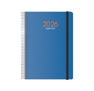 Dohe Syncro Agenda Anual - Semana Vista - Cubierta de Plastico - Cierre con Goma Elastica - Tamaño 15x21cm - Color Azul