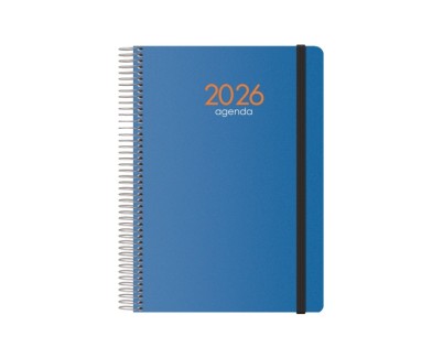 Dohe Syncro Agenda Anual - Semana Vista - Cubierta de Plastico - Cierre con Goma Elastica - Tama&ntilde;o 15x21cm - Color Azul