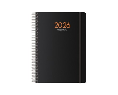 Dohe Syncro Agenda Anual - Semana Vista - Cubierta de Plastico - Cierre con Goma Elastica - Tama&ntilde;o 15x21cm - Color Negro