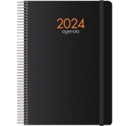 Dohe Syncro Agenda Anual - Semana Vista - Cubierta de Plastico - Cierre con Goma Elastica - Tamaño 15x21cm - Color Negro