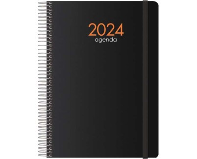 Dohe Syncro Agenda Anual - Semana Vista - Cubierta de Plastico - Cierre con Goma Elastica - Tamaño 15x21cm - Color Negro