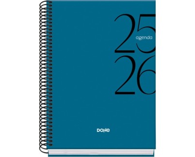 Dohe System Agenda Escolar 25/26 Espiral A5 - Dia Pagina - Papel 70g/m2 - Cubierta de Carton Plastificado - Color Azul