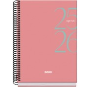 Dohe System Agenda Escolar 25/26 Espiral A5 - Dia Pagina - Papel 70g/m2 - Cubierta de Carton Plastificado - Color Rosa