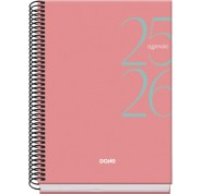 Dohe System Agenda Escolar 25/26 Espiral A5 - Semana Vista - Papel 70g/m2 - Cubierta de Carton Plastificado - Color Rosa